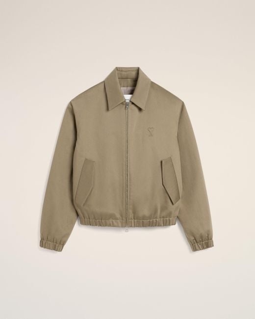 AMI Natural Cotton Ami De Coeur Zipped Jacket for men