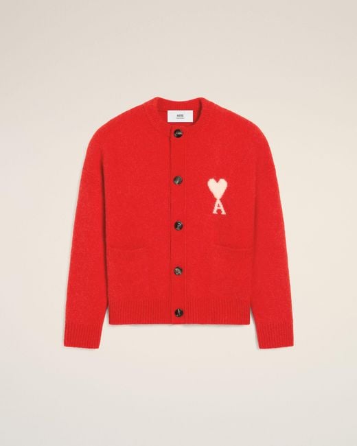 AMI Red Alpaca Ami De Coeur Cardigan