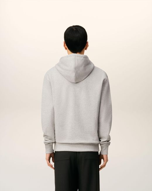 AMI Gray Zipped Cotton Hoodie With Ami De Coeur for men