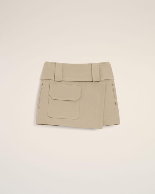AMI Natural Cotton Wrap Mini Skirt