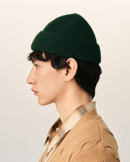AMI Green Wool Ami De Coeur Beanie for men