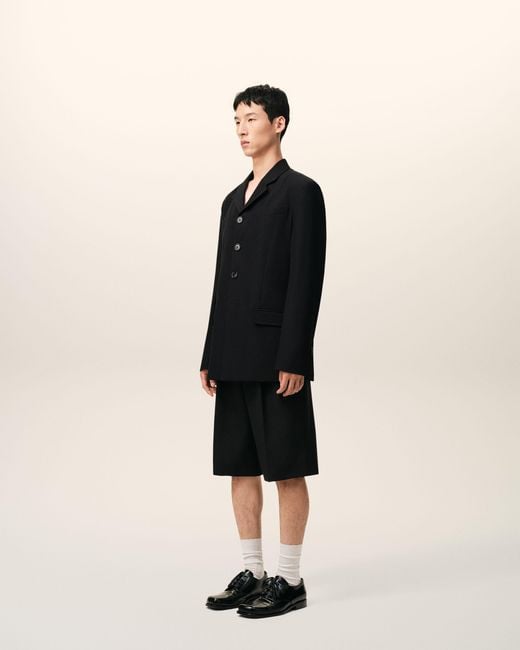 AMI Black New Wool Single Breasted Straight Jacket for men