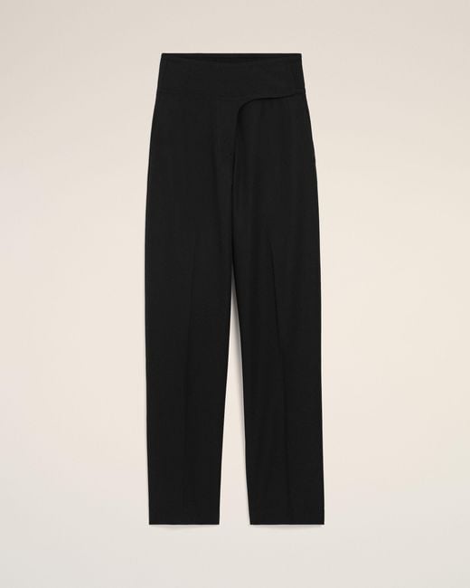 AMI Black New Wool Wrapped Belted Trousers