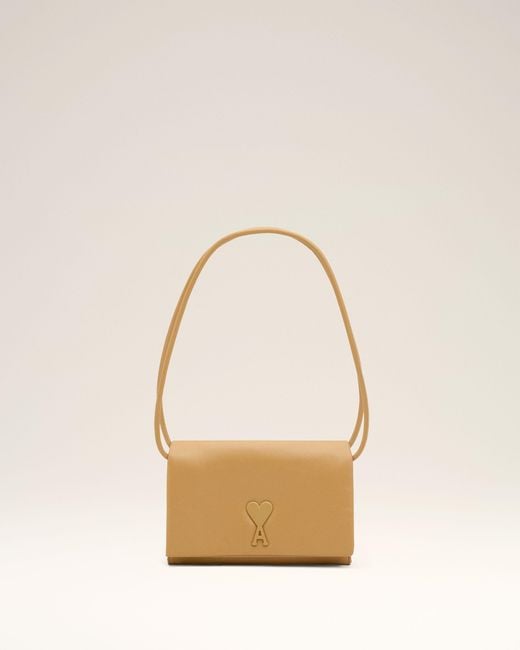 AMI Natural Cowhide Leather Voulez-Vous Wallet On Strap