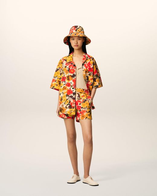 Short Jaune Fleuri En Coton Vert & Jaune AMI en coloris Multicolor