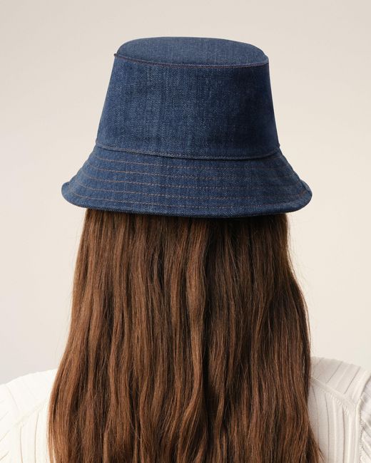 AMI Blue Denim Cotton Heritage Patch Hat