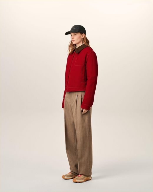 AMI Red Cotton Zipped Jacket With Ami De Coeur