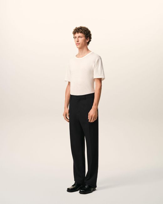 AMI Black Wool Straight Trousers for men