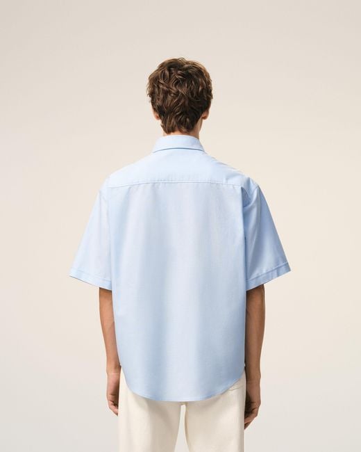 AMI Blue Cotton Boxy Embroidered Ami De Coeur for men