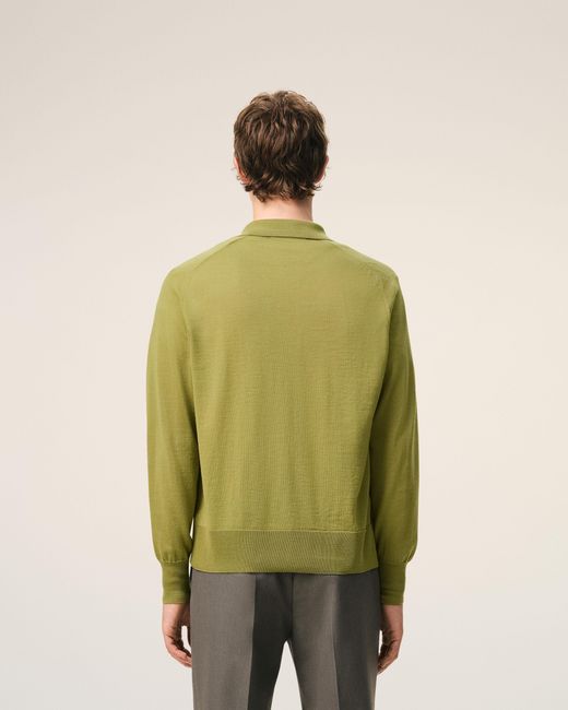AMI Green Wool Shirt Collar Ami De Coeur Cardigan for men