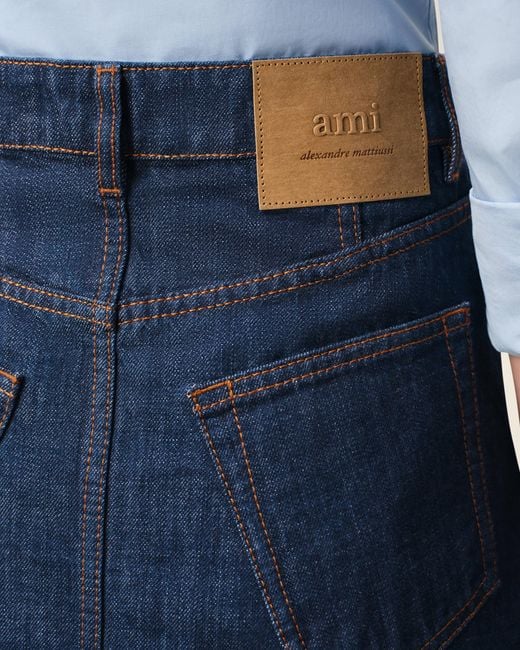 AMI Blue Cotton Long Skirt