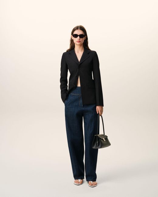 AMI Black New Wool Single Breasted Fitted Jacket