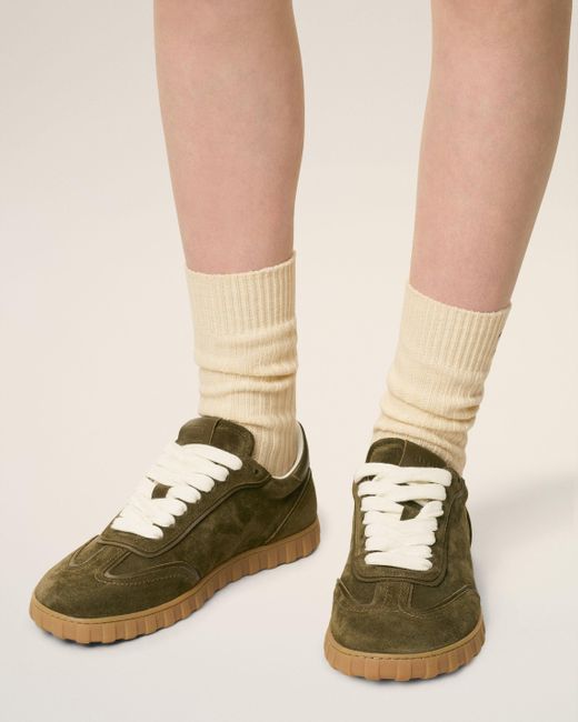 AMI Natural Leather Low Top Step Sneakers