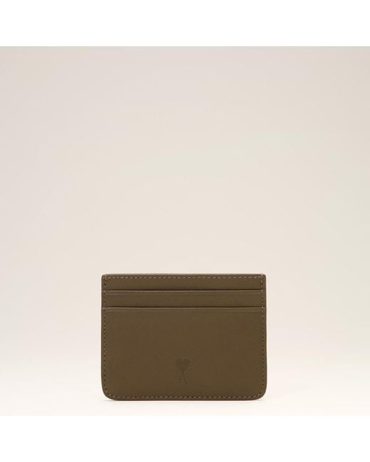 AMI Natural Cowhide Leather Card Holder With Ami De Coeur