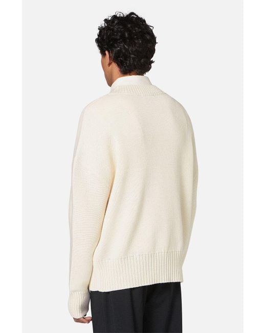 AMI Wool Ami Embroidery Oversize Sweater in White for Men - Lyst