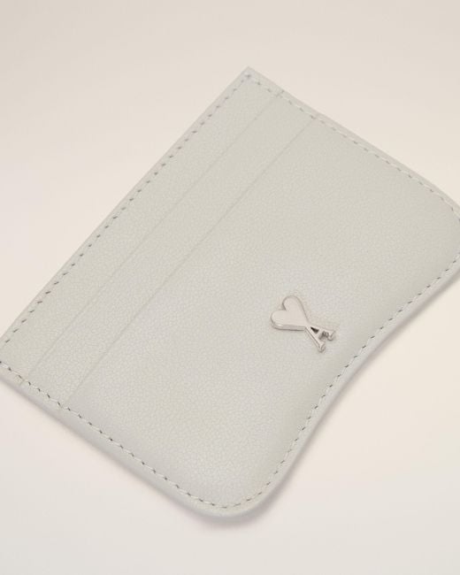 AMI Natural Paris Paris Zipped Cowhide Leather Card Holder