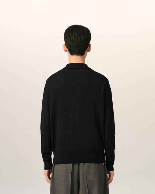 AMI Black Wool Polo With Ami De Coeur for men
