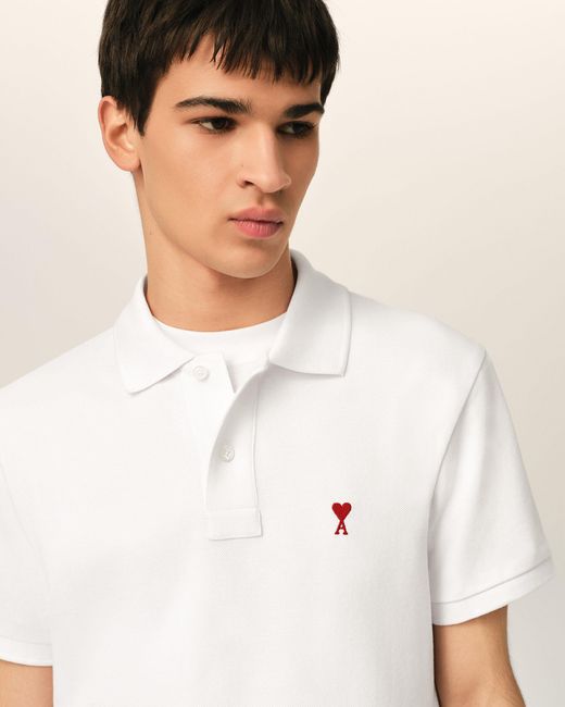 AMI Natural Cotton Polo With Ami De Coeur
