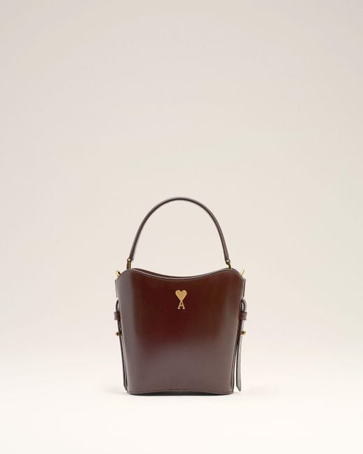 AMI Natural Mini Paris Paris Bucket Bag Aus Glasiertem Leder