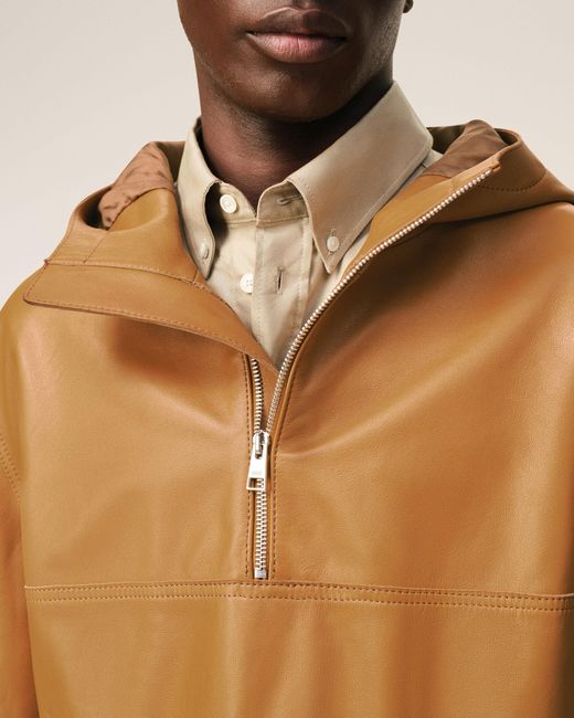 AMI Natural Cow Leather Hooded Jacket for men
