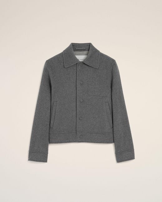 AMI Gray Button-Down Wool And Cashmere Jacket