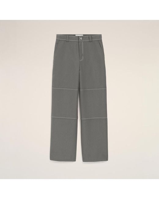 AMI Gray Contrast-Topstitching Worker Trousers for men
