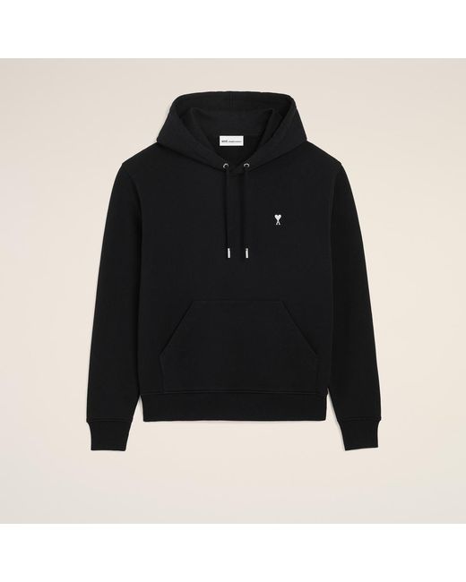 AMI Black Cotton Ami De Coeur Hoodie for men