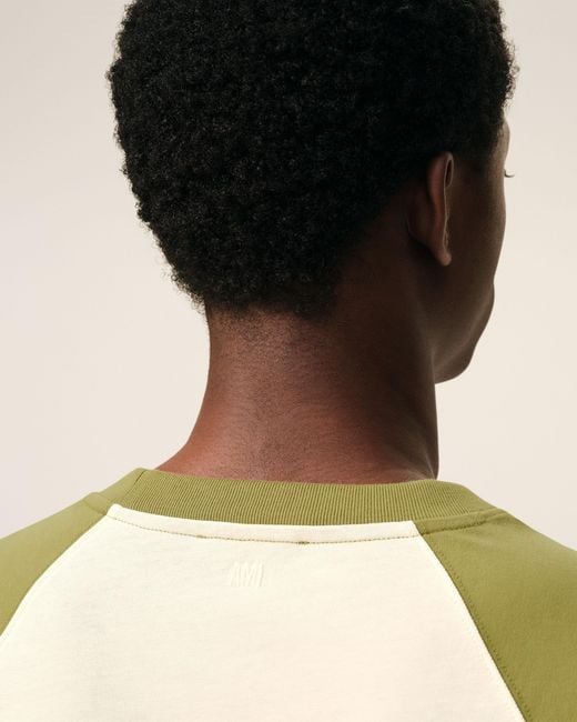 AMI Natural And Cotton Ami De Coeur Knitted Patch T-Shirt