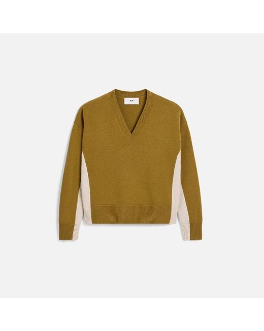 AMI Zweifarbiger Strickpullover Mit V-Ausschnitt Aus Wolle in Green für Herren