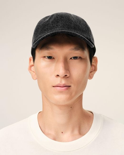 AMI Black Denim Side Patch Cap