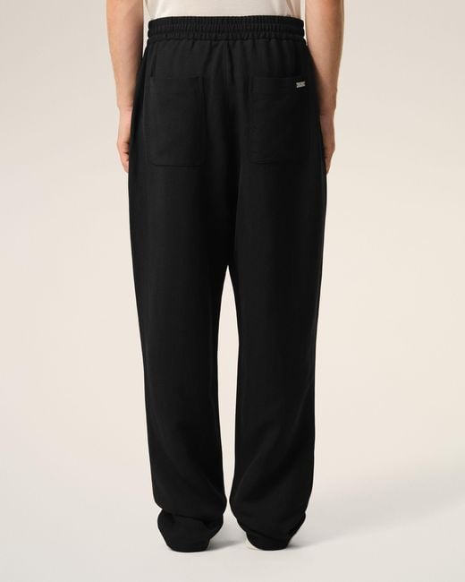 AMI Black Blended Linen Elasticated Waist Trousers for men