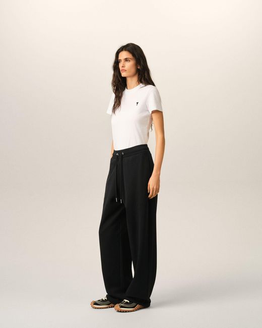 AMI Black Cotton Track Pants With Ami De Coeur