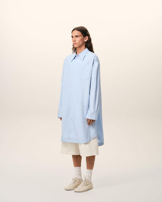AMI Blue Cotton Ami De Coeur Wide Shirt Dress