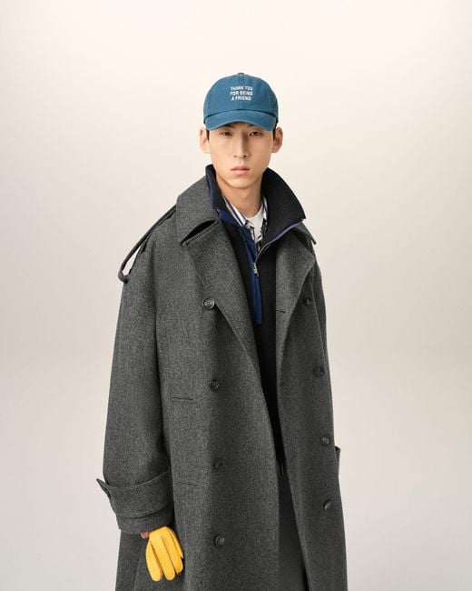 AMI Gray Wool Trench Coat
