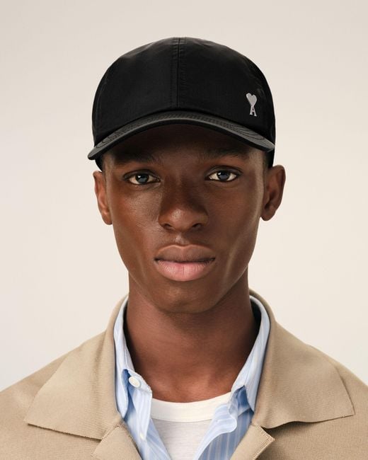 AMI Black Nylon Ami De Coeur Stud Cap