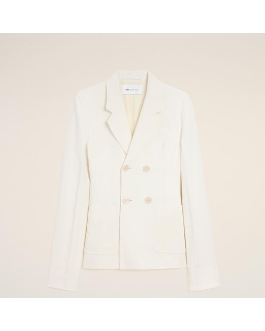 AMI Natural Linen Double Breasted Bar Jacket