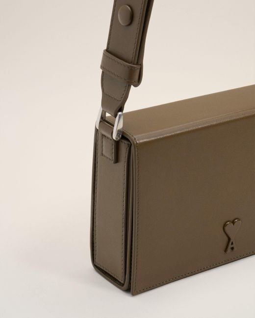AMI Natural Smooth Leather Ami De Coeur Lunch Box Bag