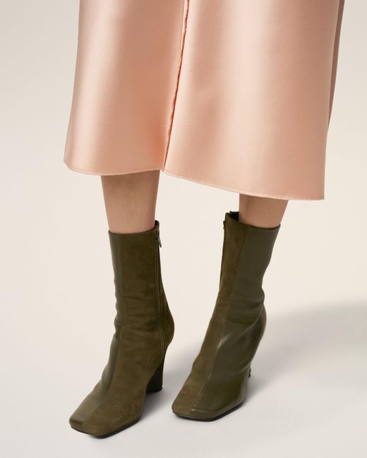 AMI Black Leather Bicolor Ankle Boots