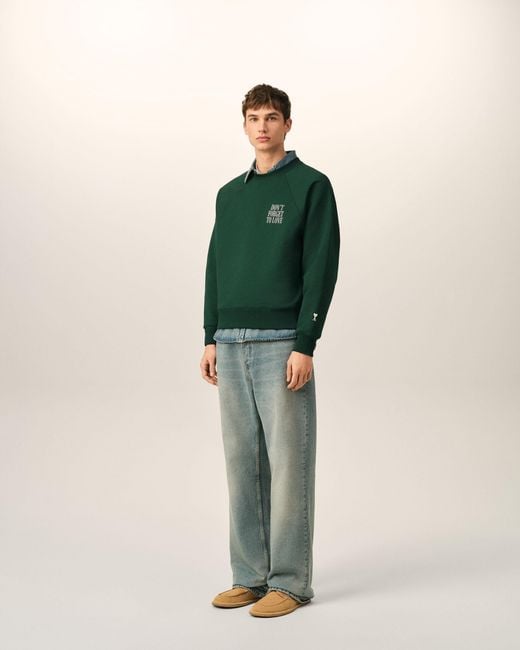 AMI Green Cotton "Don'T Forget To Love" Sweatshirt
