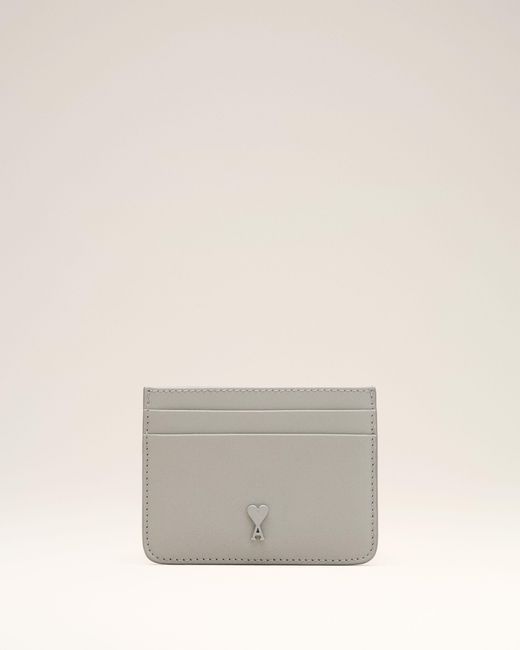 AMI White Cowhide Leather Ami De Coeur Card Holder