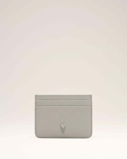 AMI White Cowhide Leather Ami De Coeur Card Holder