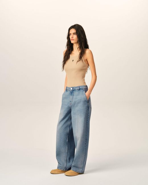 AMI Blue Balloon-Fit Cotton Jeans