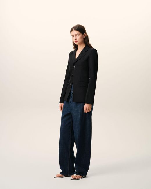 AMI Black New Wool Single Breasted Fitted Jacket