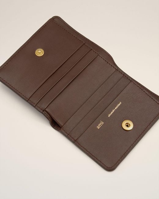 AMI Natural Smooth Leather Carrousel Folded Wallet