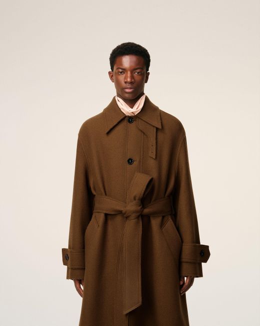 AMI Brown Wool Belted Mac