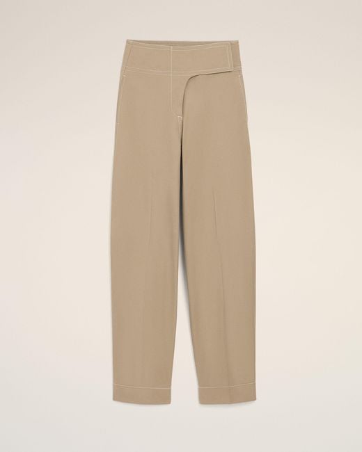 AMI Natural Cotton Wrapped Belted Trousers