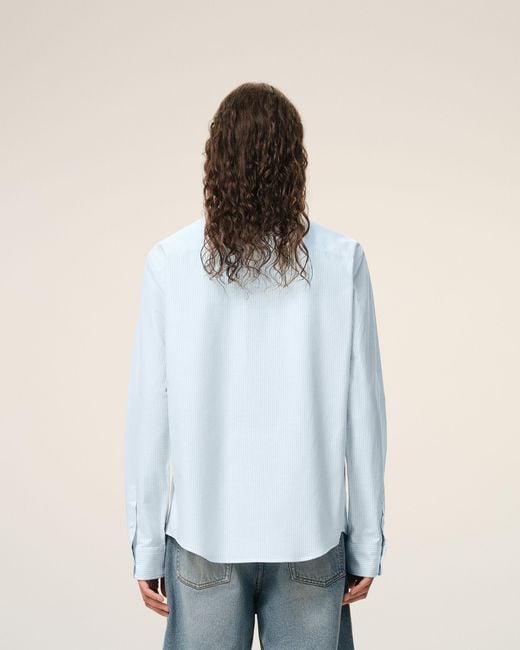 AMI Blue Stripped Cotton Shirt With Ami De Coeur for men