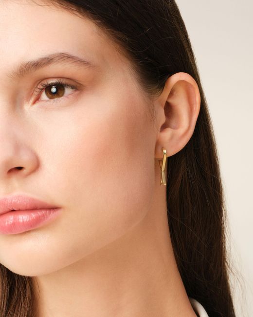 AMI Natural Brass Small Hoops With Ami De Coeur