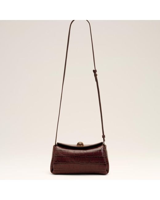AMI Natural Mini Crocodile Embossed Cow Leather Carrousel Bag