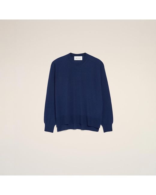 AMI Blue Bleu Thin Wool Crewneck Ami De Coeur Sweater